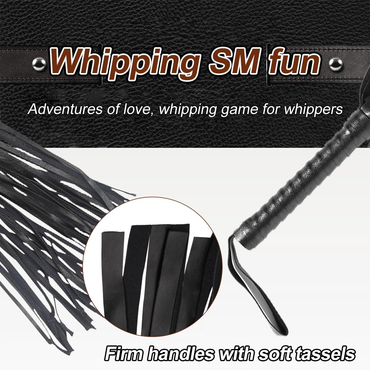 Restraint Flogger Adult Whip BDSM Sex Play Paddle with Tassels Role Play Slaves Punishment Spanking Whip for Couples Gay Flirt