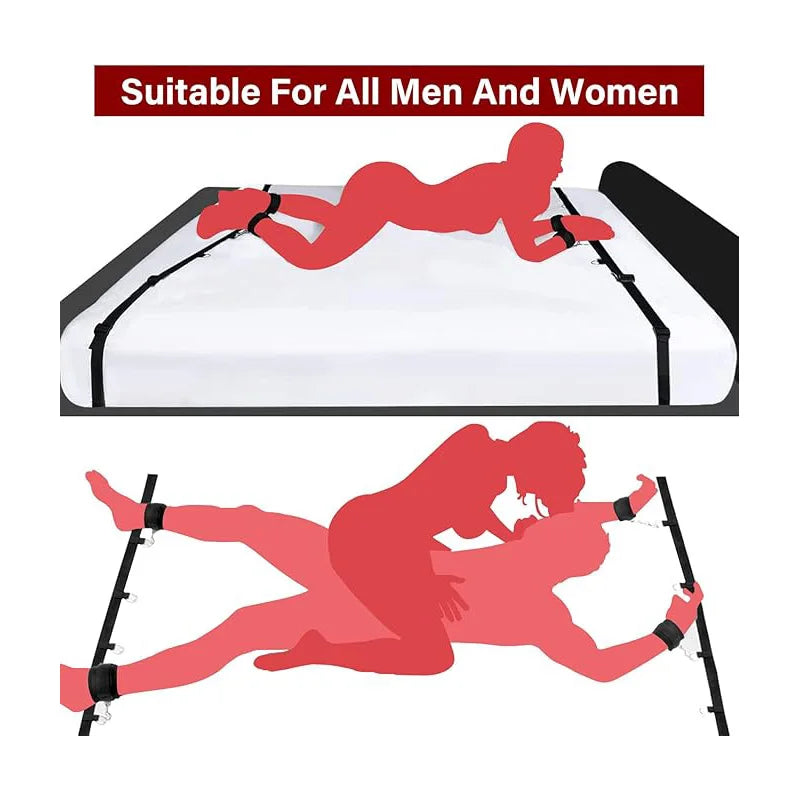 Sex Bondage BDSM Kit Bed Restraints Set Adjustable Hand Ankle Cuff Sex Restraints Straps Adult Sex Toys for Couples SM Games