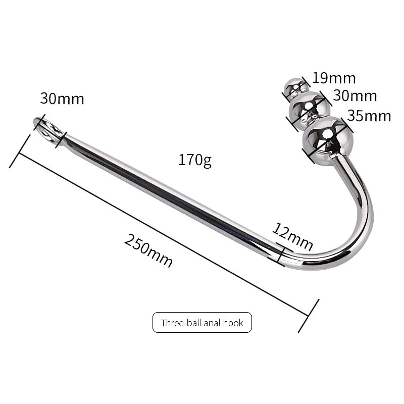 Stainless Steel Anal Hook With Anal Beads Hole Anal Hook Metal Butt Plug Anal Sex Toys Adult Product No Vibrator For Men Gay