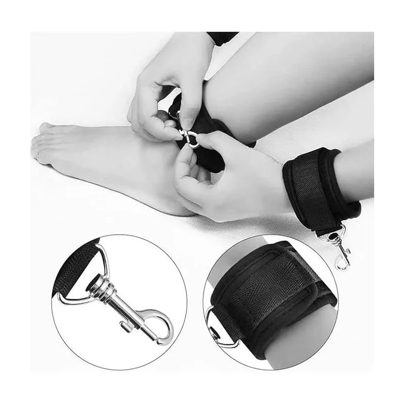 Sex Bondage BDSM Kit Bed Restraints Set Adjustable Hand Ankle Cuff Sex Restraints Straps Adult Sex Toys for Couples SM Games