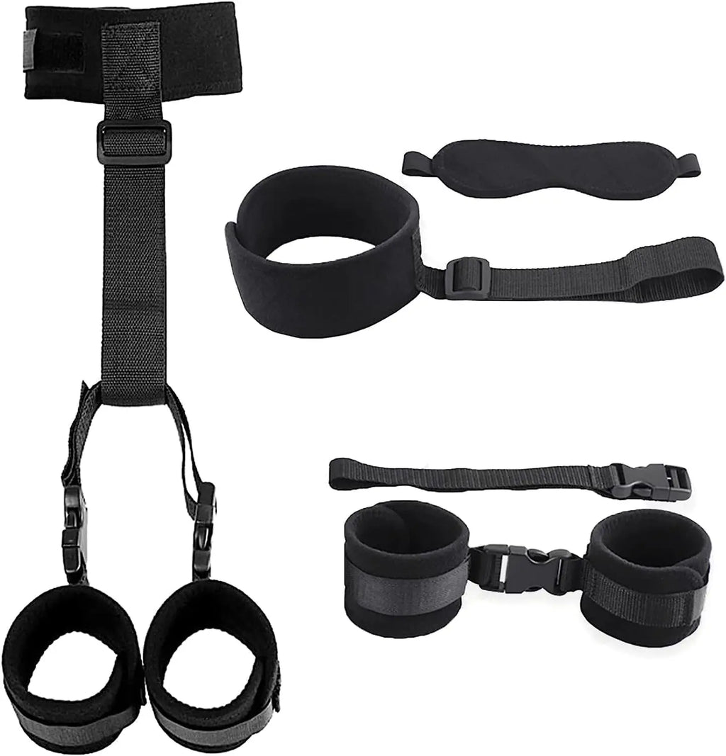 Sex Bondage BDSM Kit Bed Restraints Set Adjustable Hand Ankle Cuff Sex Restraints Straps Adult Sex Toys for Couples SM Games