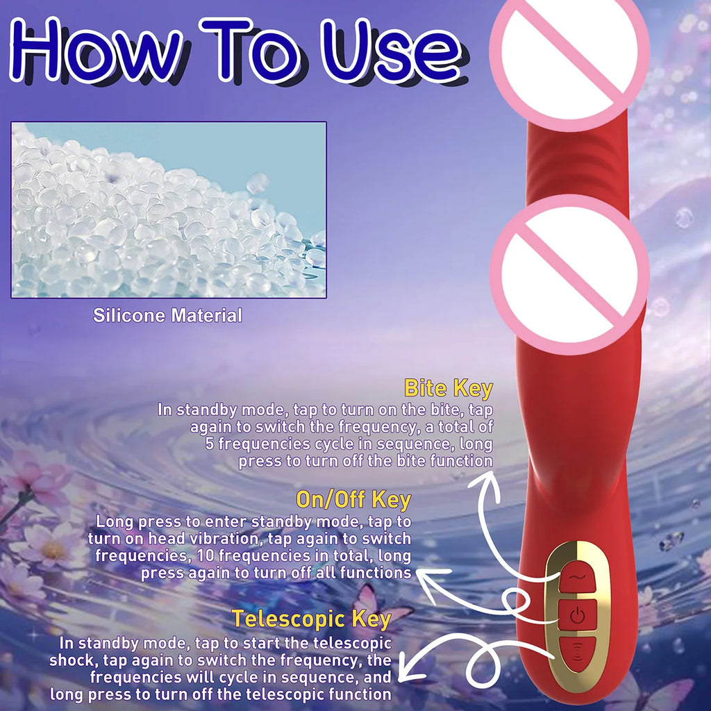 Adult Sex Toys Female Masturbation Vibrator Stimulates G-Spot and Clitoris 5 Bite Patterns & 7 Percussion Frequencies Adult Toys