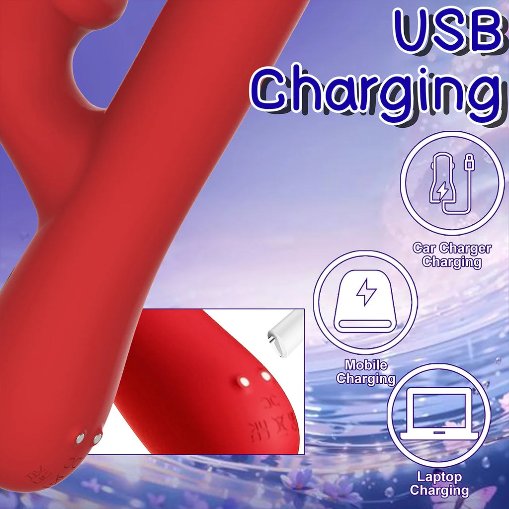 Adult Sex Toys Female Masturbation Vibrator Stimulates G-Spot and Clitoris 5 Bite Patterns & 7 Percussion Frequencies Adult Toys