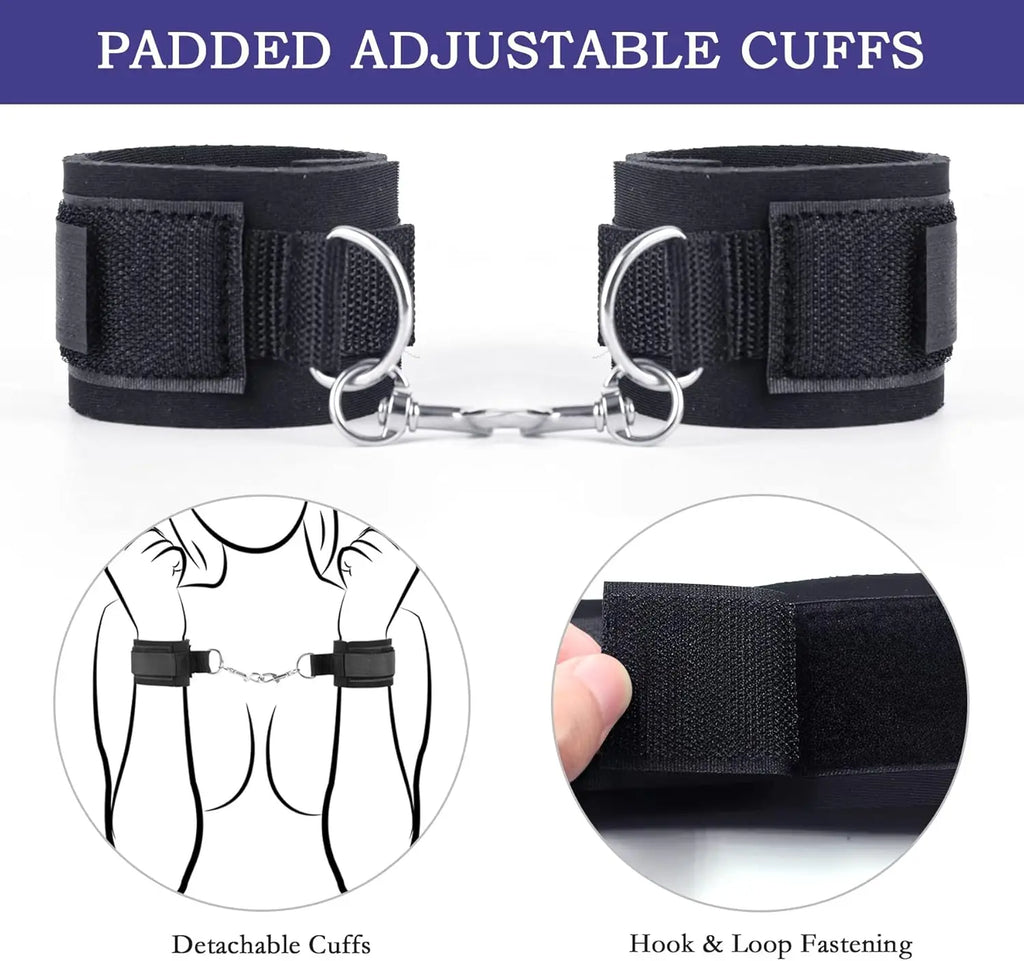 Sex Bondage BDSM Kit Bed Restraints Set Adjustable Hand Ankle Cuff Sex Restraints Straps Adult Sex Toys for Couples SM Games