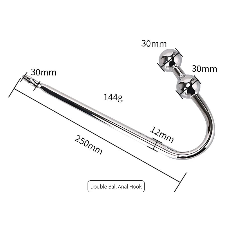 Stainless Steel Anal Hook With Anal Beads Hole Anal Hook Metal Butt Plug Anal Sex Toys Adult Product No Vibrator For Men Gay