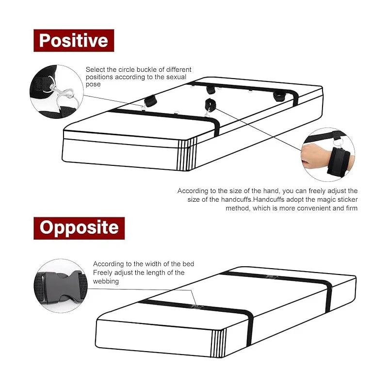 Sex Bondage BDSM Kit Bed Restraints Set Adjustable Hand Ankle Cuff Sex Restraints Straps Adult Sex Toys for Couples SM Games