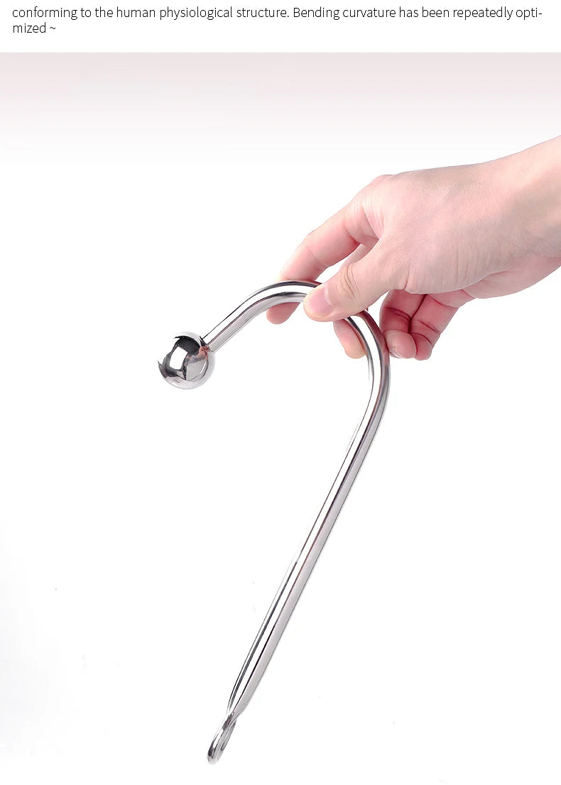 Stainless Steel Anal Hook With Anal Beads Hole Anal Hook Metal Butt Plug Anal Sex Toys Adult Product No Vibrator For Men Gay