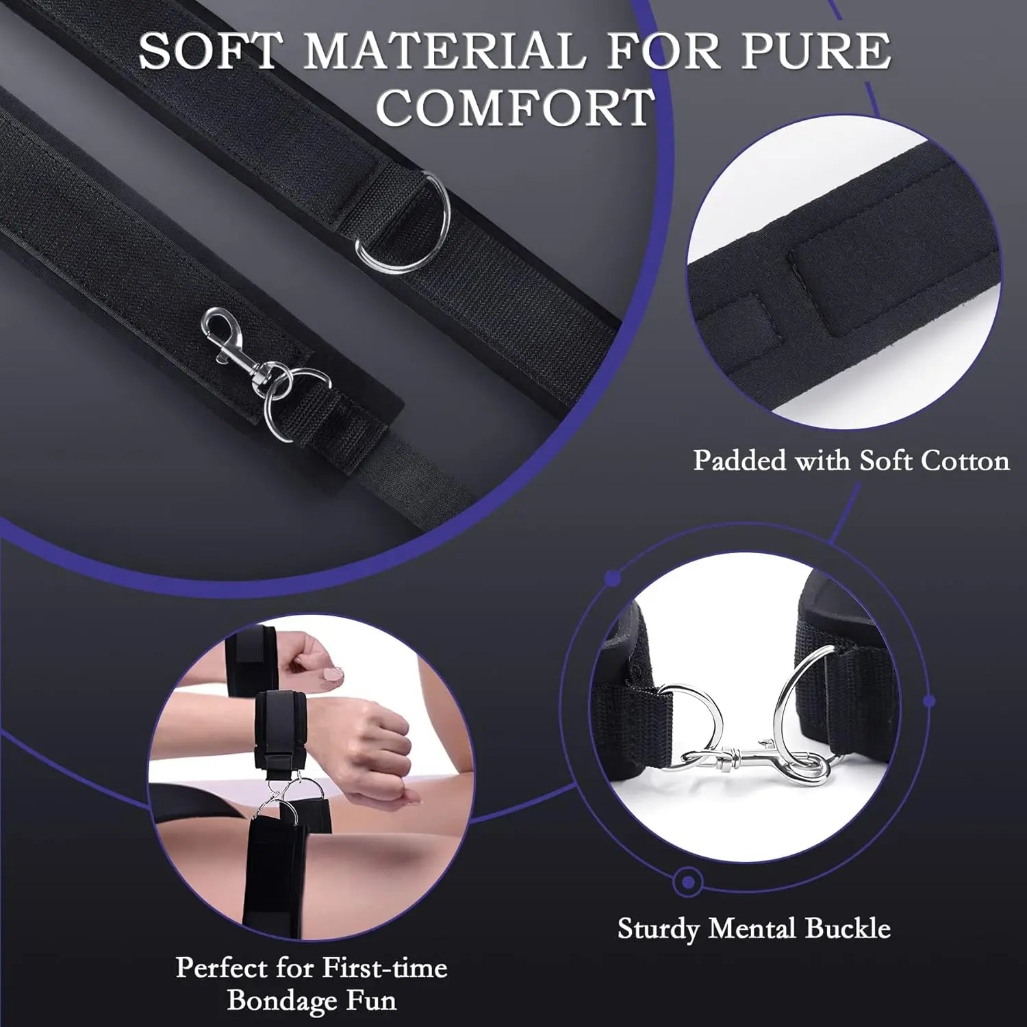Sex Bondage BDSM Kit Bed Restraints Set Adjustable Hand Ankle Cuff Sex Restraints Straps Adult Sex Toys for Couples SM Games