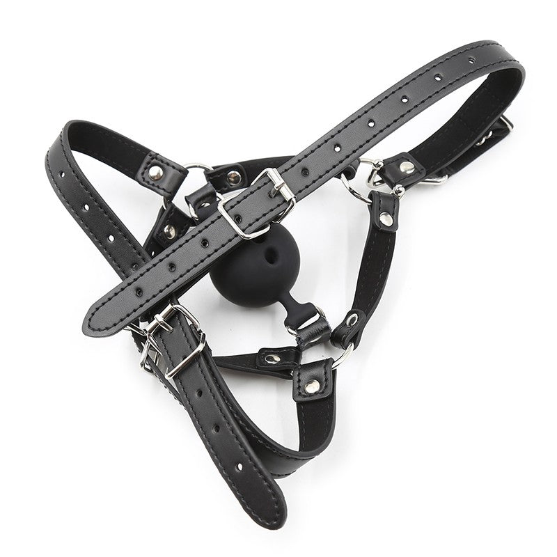 Slave Horse Harness Silicone Ball Gag BDSM Bondage Restraints Oral Fixation Open Mouth Gags Nose Hook Strap Fetish Sexy Cosplay