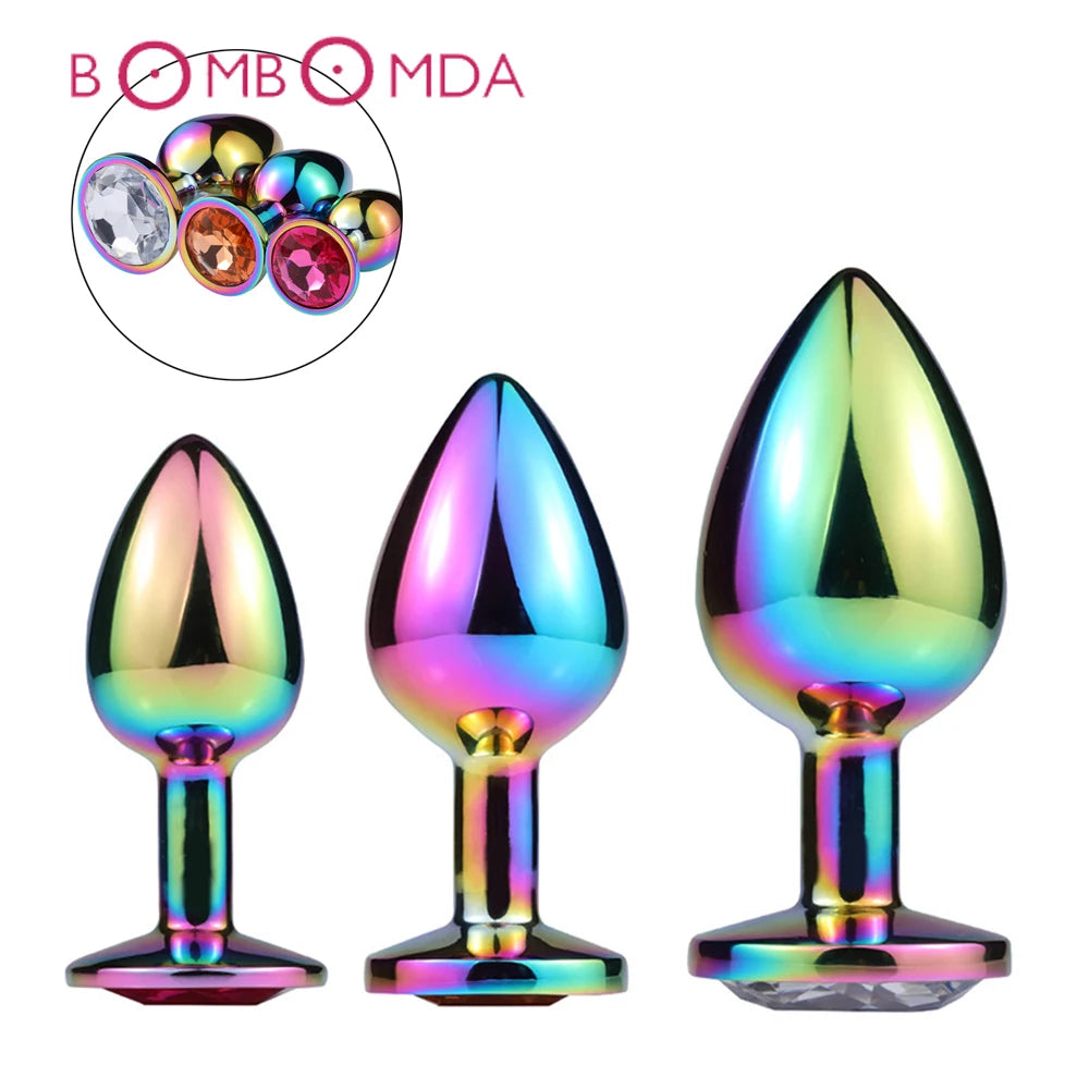 Stainless Steel Metal Anal Plug With Crystal Diamond Jewelry Smooth Butt Plug Anal Bead Anus Dildo Adults Sex Toys for Men Women