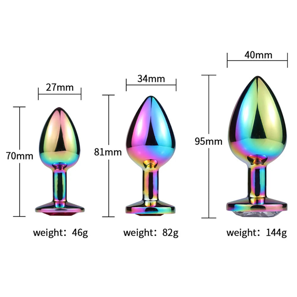 Stainless Steel Metal Anal Plug With Crystal Diamond Jewelry Smooth Butt Plug Anal Bead Anus Dildo Adults Sex Toys for Men Women