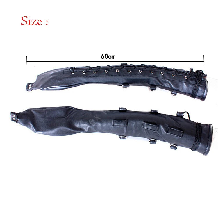 BDSM Bondage Leg/Arm Binder,Behind Back Straight Jacket,SM Leather Armbinder Restraint Slave Lockable Glove With Shoulder Straps