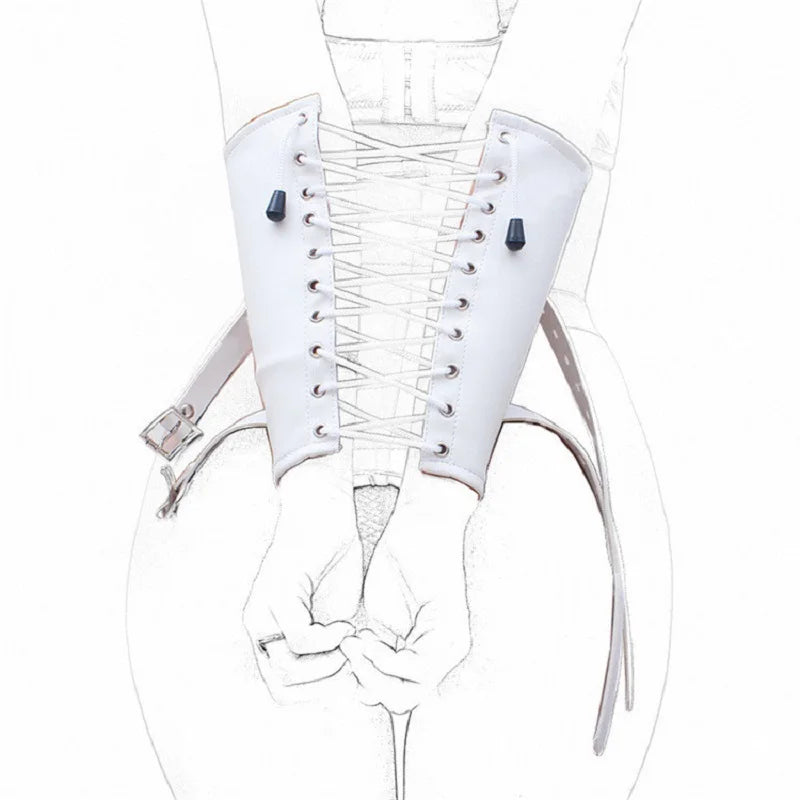 BDSM Bondage Leg/Arm Binder,Behind Back Straight Jacket,SM Leather Armbinder Restraint Slave Lockable Glove With Shoulder Straps