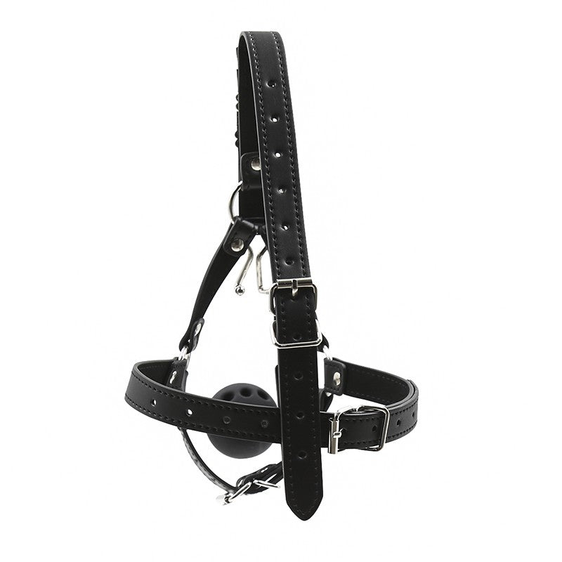 Slave Horse Harness Silicone Ball Gag BDSM Bondage Restraints Oral Fixation Open Mouth Gags Nose Hook Strap Fetish Sexy Cosplay