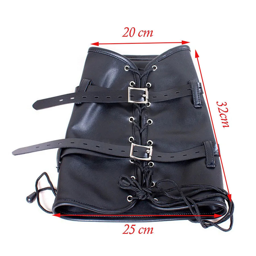 BDSM Bondage Leg/Arm Binder,Behind Back Straight Jacket,SM Leather Armbinder Restraint Slave Lockable Glove With Shoulder Straps