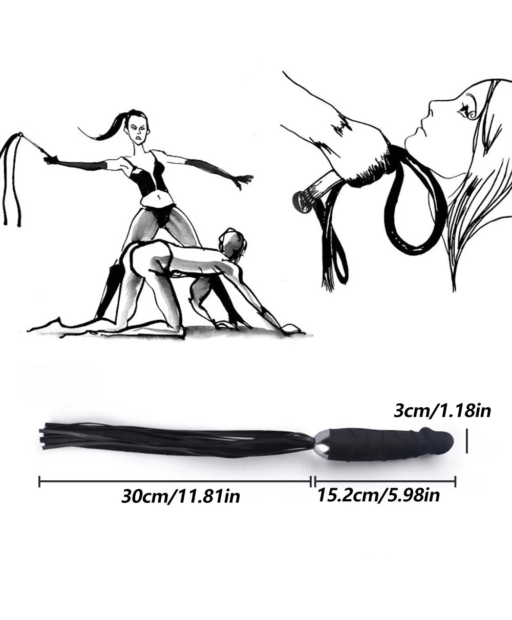 BDSM Whip Adult Game for Couple Realistic Dildo Vagina Massage Flogger Spanking Bondage Restraints Whips Sex Toy for Women