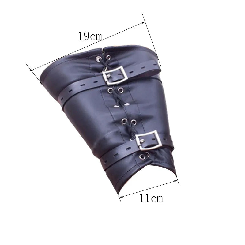 BDSM Bondage Leg/Arm Binder,Behind Back Straight Jacket,SM Leather Armbinder Restraint Slave Lockable Glove With Shoulder Straps