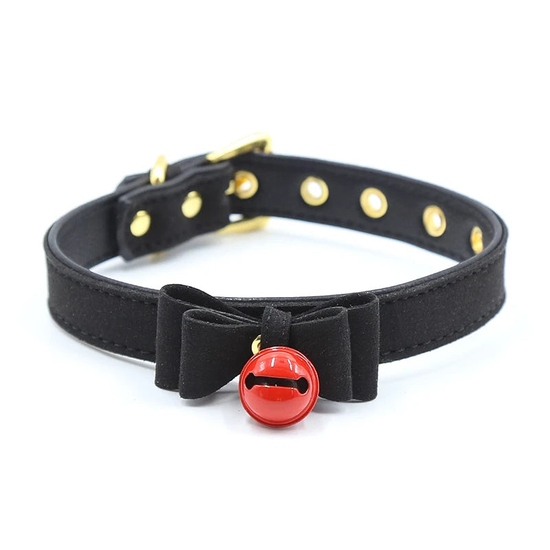 Handmade Sexy Alternative metal PU Leather Collar Bell Choker slave costume BDSM Bondage Necklace Neckband Sex Toys Cosplay Game
