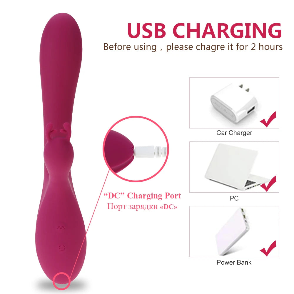 Adult sex toys Vibrators G-spot 10 Speeds USB Rechargeable Powerful Dildo Rabbit Vibrator for Women Clitoris stimulation Massage