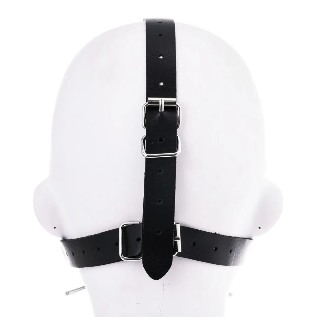 Bdsm Slave Metal Nose Hook,Oral Fixation Fetish Open Mouth Bite Gag with Nose Clip,SM Leather Head Bondage Harness Strap Sex Toy