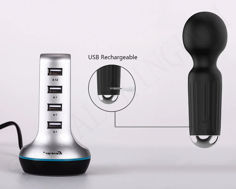 Strong Motors Vibrators Mini AV Wand 20 Modes Sticks Small Portable G-spot Clitoral Stimulator Female Masturbator Adult Sex Toys