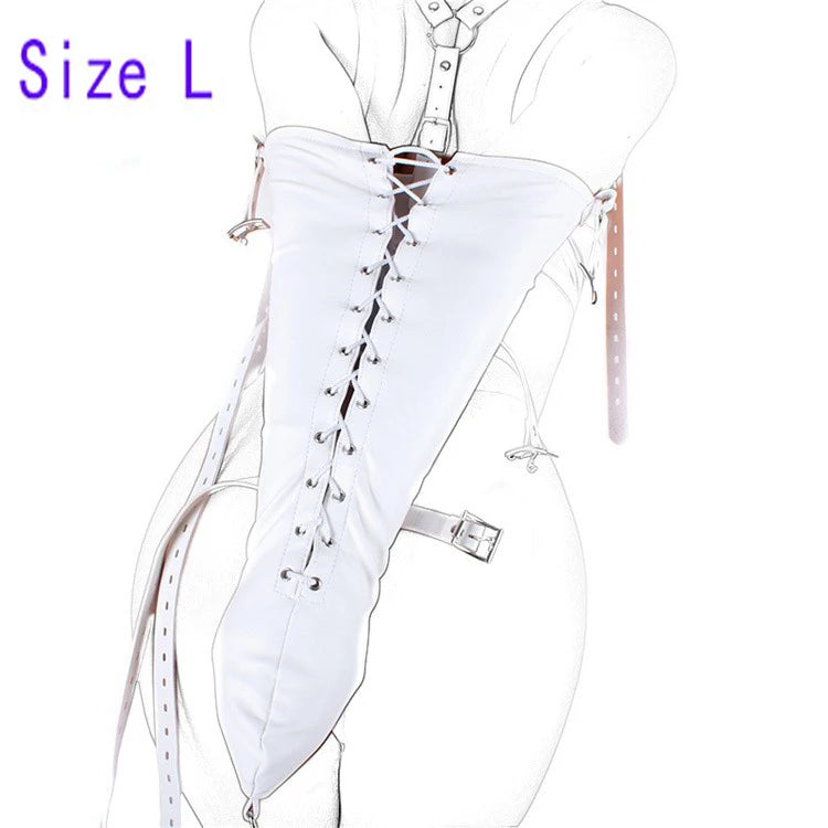 BDSM Bondage Leg/Arm Binder,Behind Back Straight Jacket,SM Leather Armbinder Restraint Slave Lockable Glove With Shoulder Straps