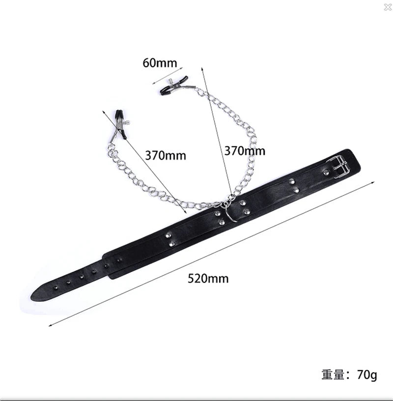 BDSM Fetish Collar Nipple Clamps Leather Necklace Chain Slave Erotic Adult Sex Toys For Women Couples Men Fliting Games Sex Shop