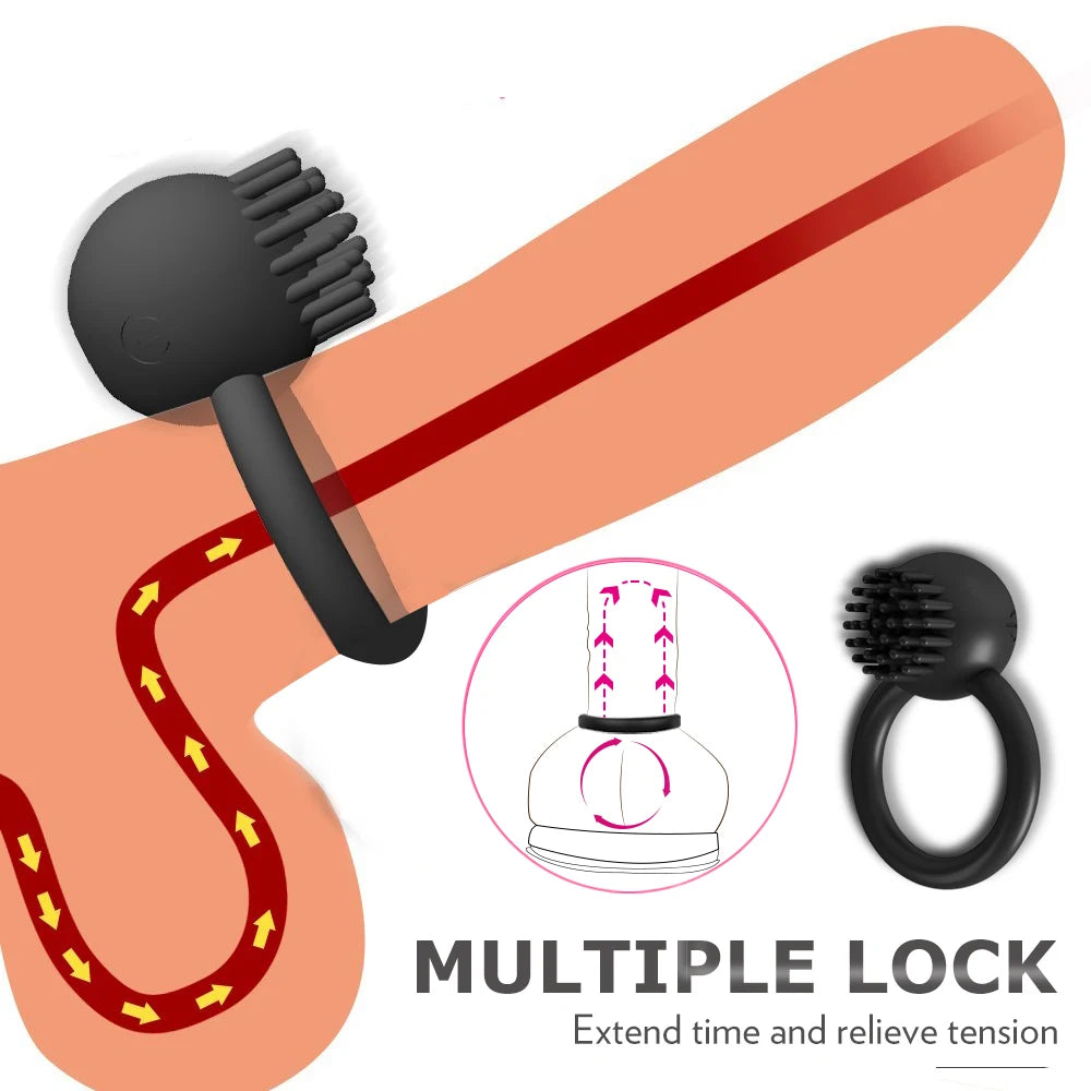 Male Masturbator chastity sextoy sensualex men novelty toys Rechargeable 10 vibration modes Ejaculation delay cock ring  sextoy
