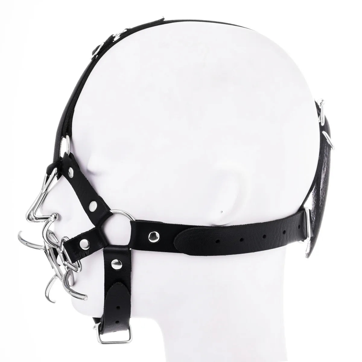 Bdsm Slave Metal Nose Hook,Oral Fixation Fetish Open Mouth Bite Gag with Nose Clip,SM Leather Head Bondage Harness Strap Sex Toy
