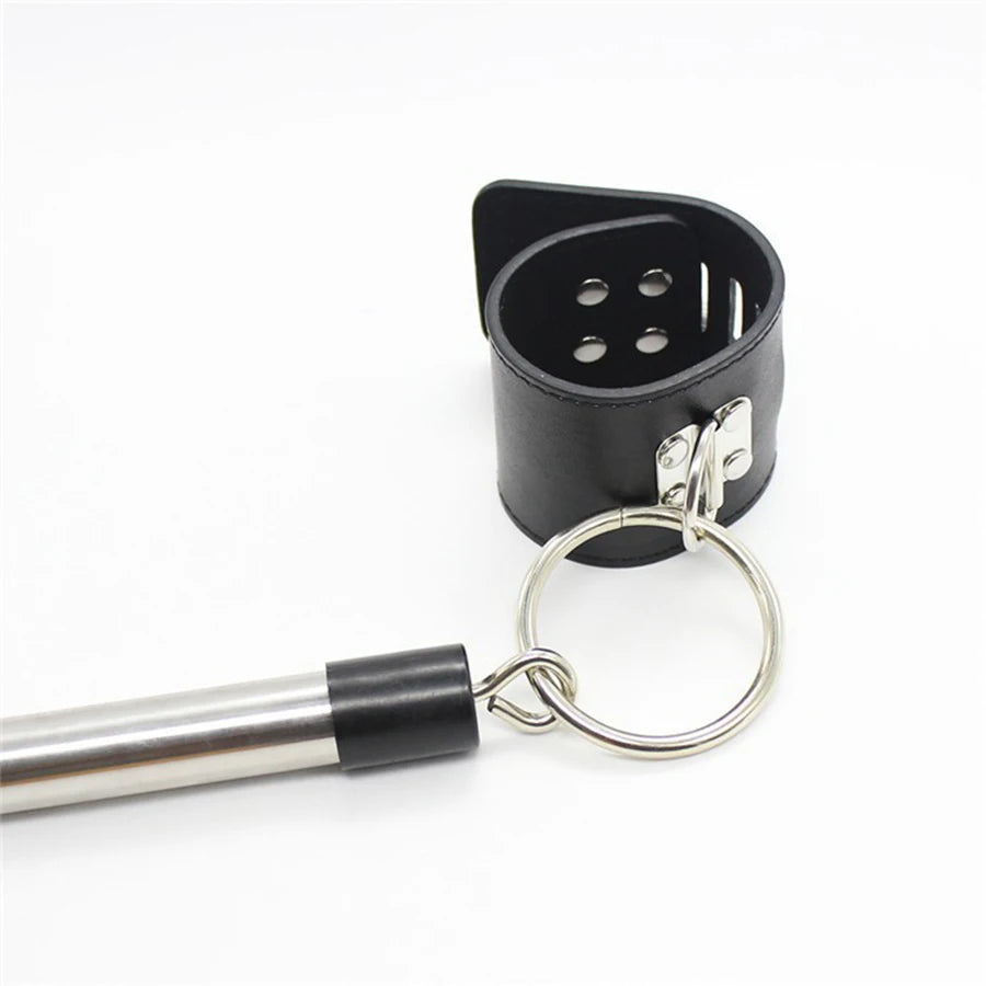 BDSM Bondage Adjustable Handcuffs Ankle with Stainless Steel Open Legs Pu Leather Set Silicone Mouth Gags for Couple Sex Games