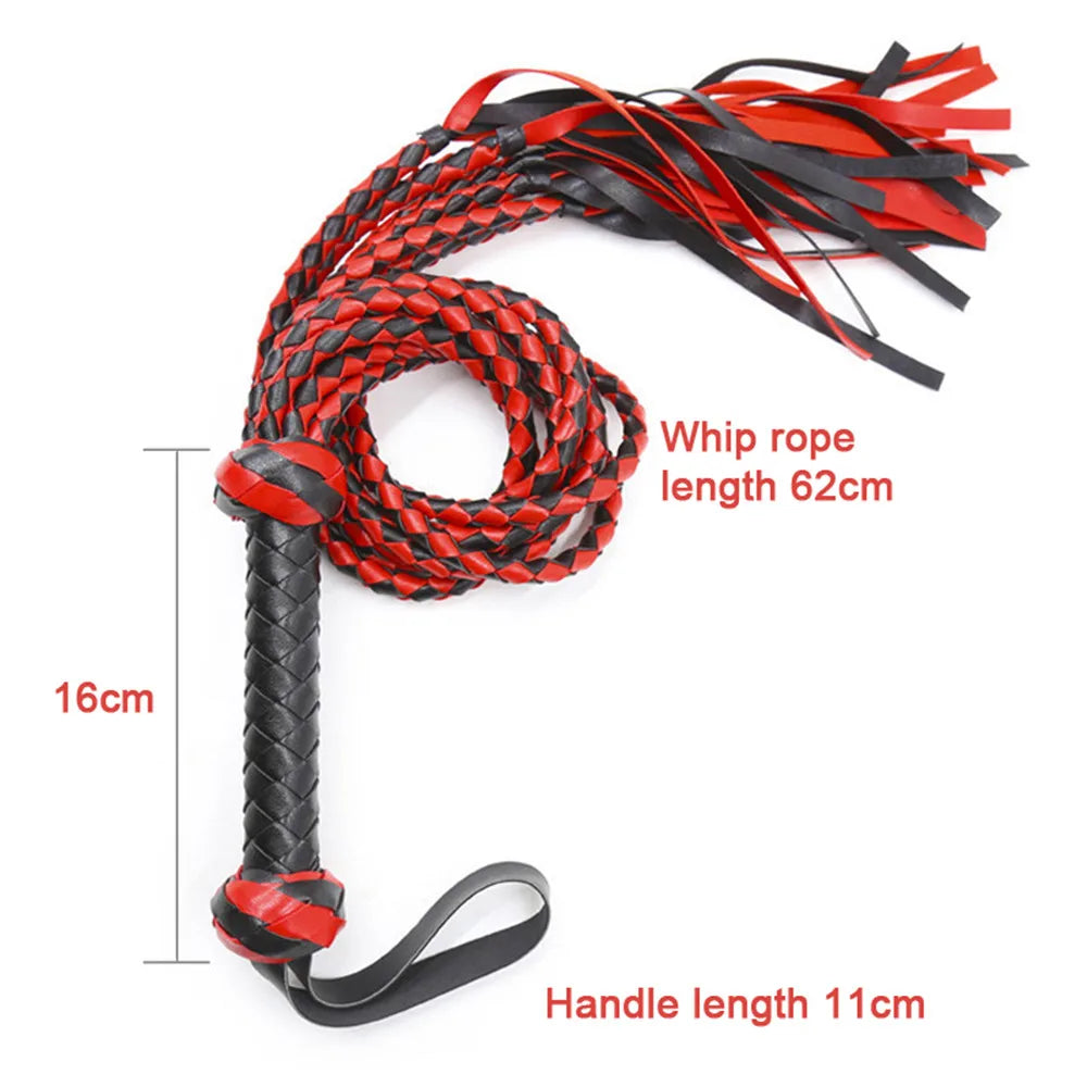 Durable Woven Pattern Leather Whip Bdsm Bondage Restraints Adult Games Sex Toys For Couples Flirting Erotic Products Party Props