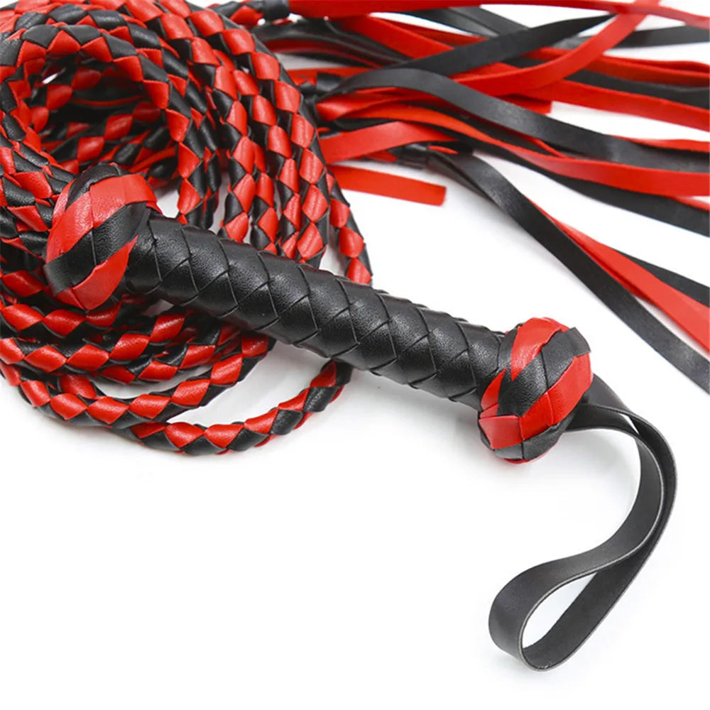 Durable Woven Pattern Leather Whip Bdsm Bondage Restraints Adult Games Sex Toys For Couples Flirting Erotic Products Party Props