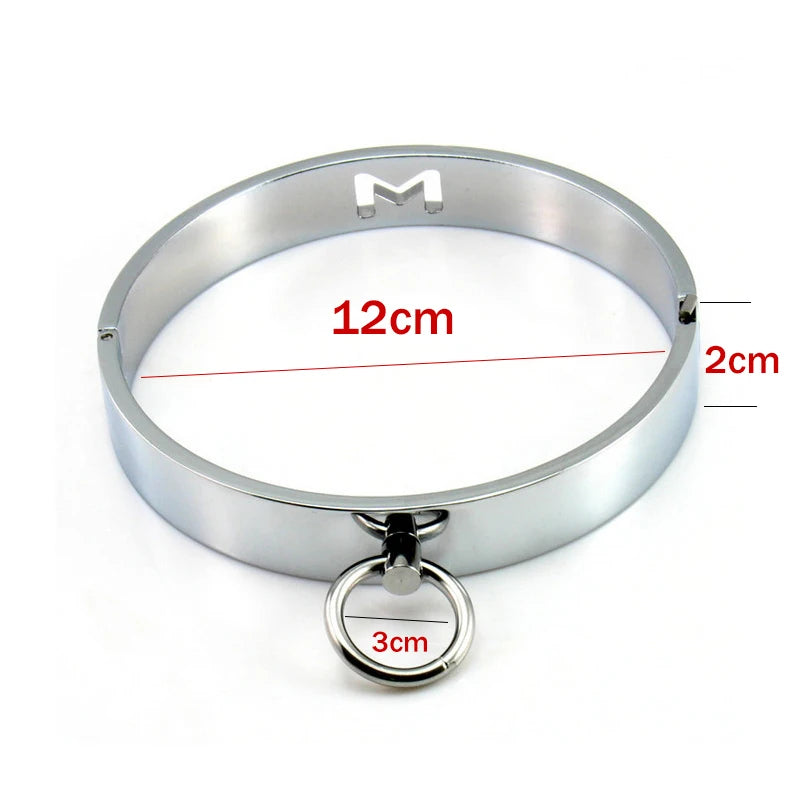 SM Metal Stainless Steel  Neck Collar BDSM Sexy Leash Ring Chain Slave Bondage Toys Role Play Erotic Sex Toys For Women Men