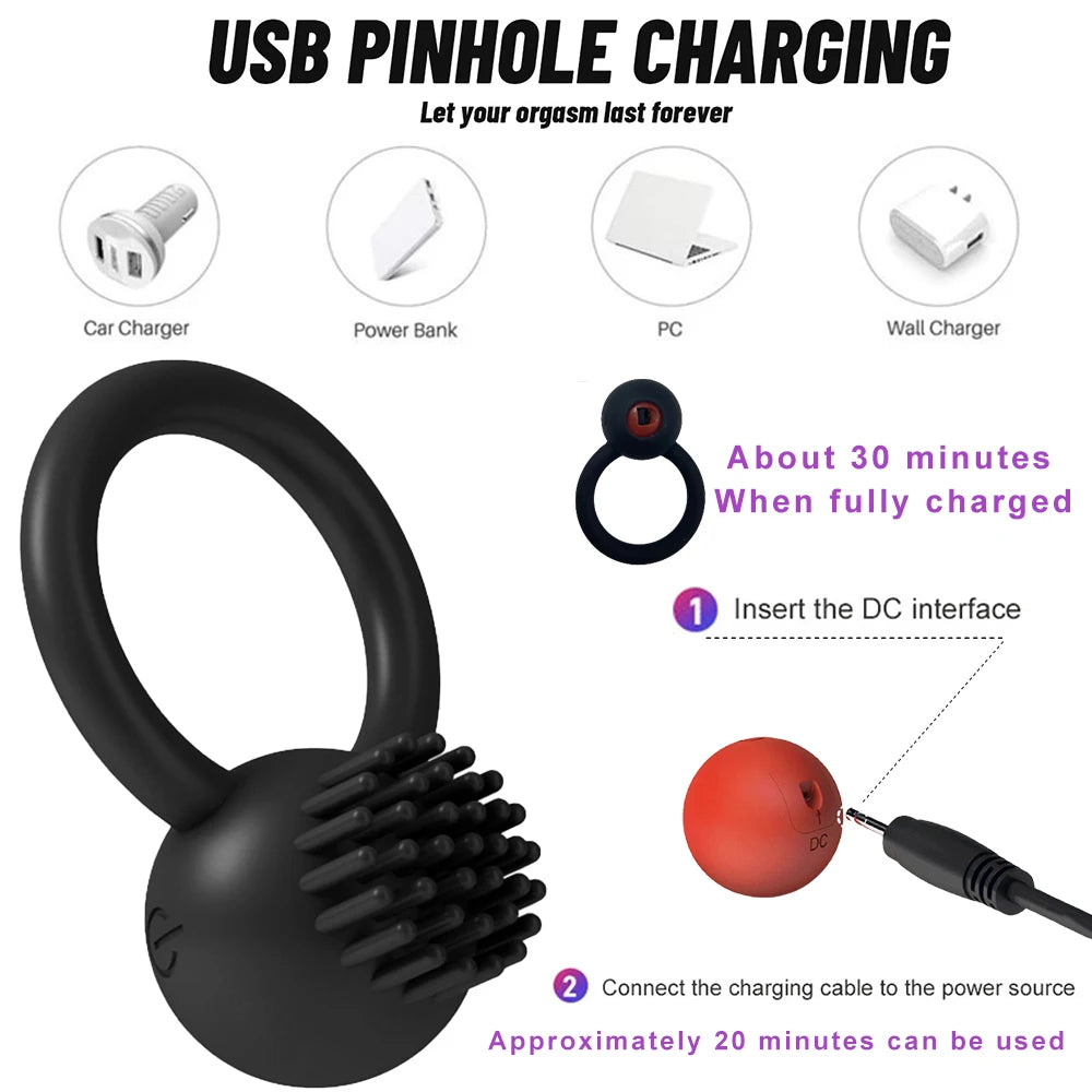 Male Masturbator chastity sextoy sensualex men novelty toys Rechargeable 10 vibration modes Ejaculation delay cock ring  sextoy