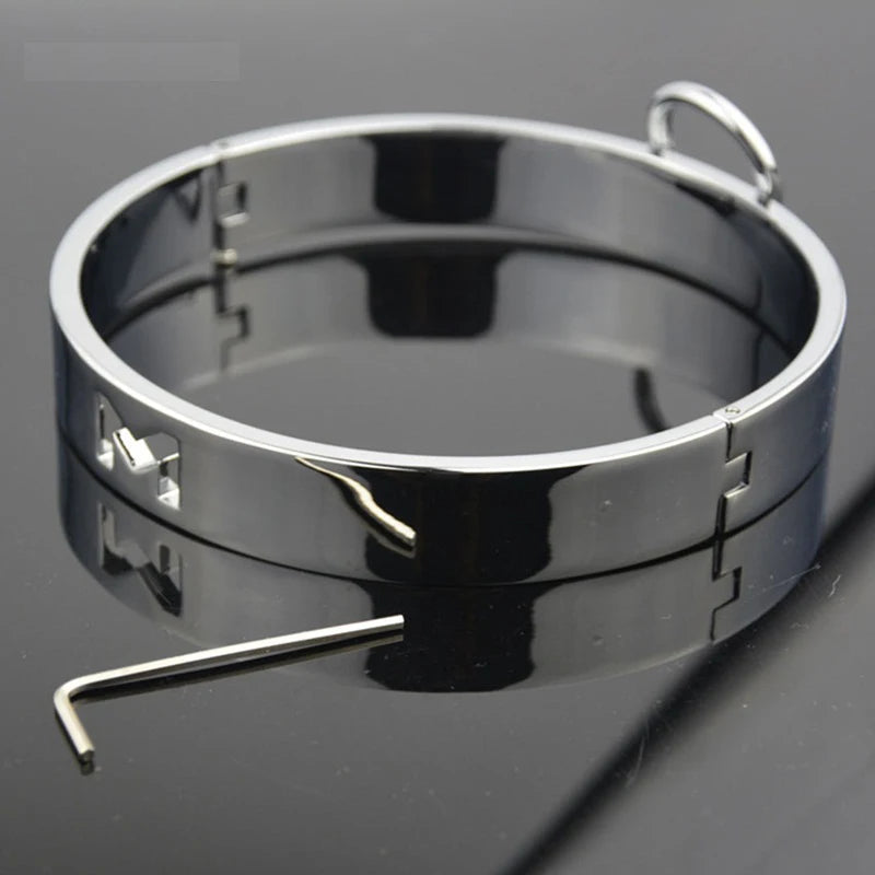 SM Metal Stainless Steel  Neck Collar BDSM Sexy Leash Ring Chain Slave Bondage Toys Role Play Erotic Sex Toys For Women Men