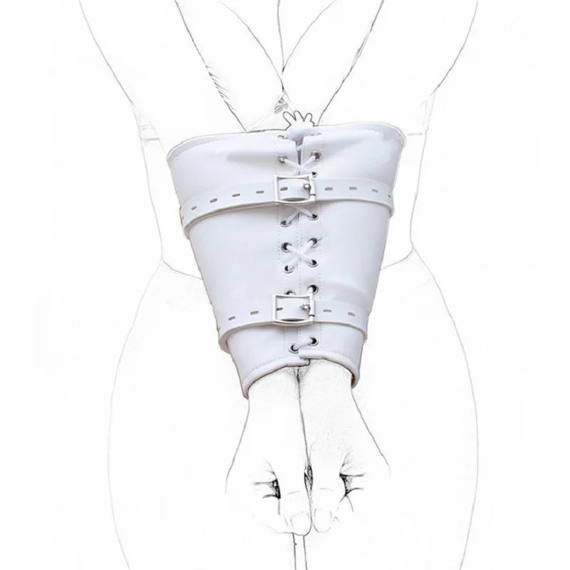 BDSM Bondage Leg/Arm Binder,Behind Back Straight Jacket,SM Leather Armbinder Restraint Slave Lockable Glove With Shoulder Straps