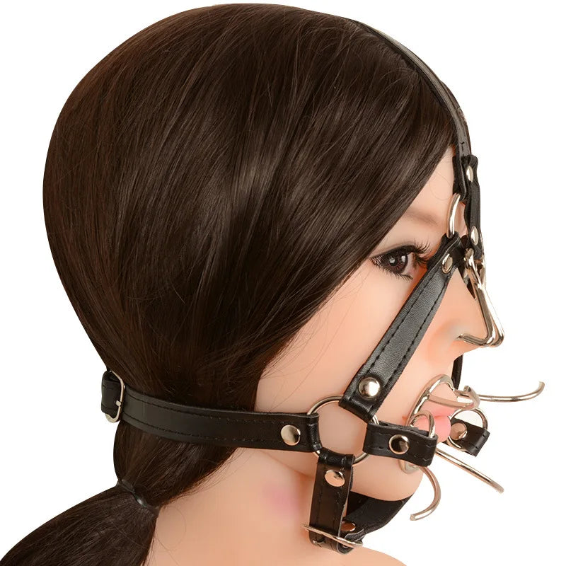 O Ring BDSM Bondage Strap Head Harness Adult Products Oral Fixation Open Mouth plug Gag Nose clip Sex Toys for Woman restraints