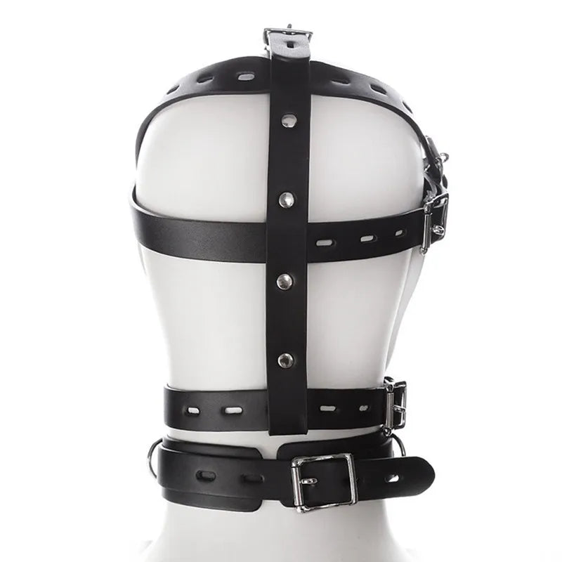 PU Leather Head Harness Mouth Mask With Ball Mouth Gag Fetish Salve BDSM Bondage Restraint Adult Games Sex Toys For Couples