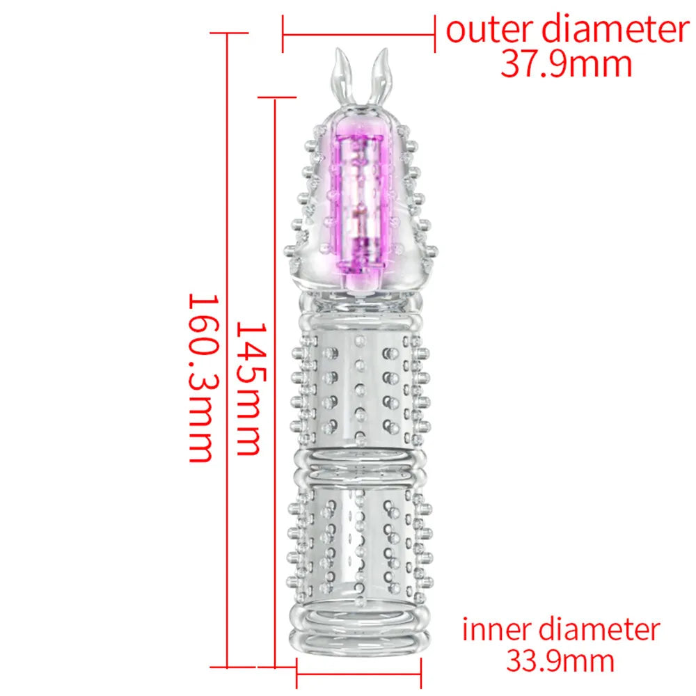 Adult Sex Toy Penis Vibrating Condoms Enlargement Men Reusable Cock Condom vibrator Full Cover Penis Sleeve Sex Toys for Couples