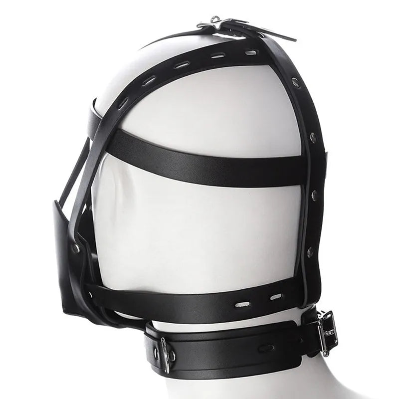 PU Leather Head Harness Mouth Mask With Ball Mouth Gag Fetish Salve BDSM Bondage Restraint Adult Games Sex Toys For Couples