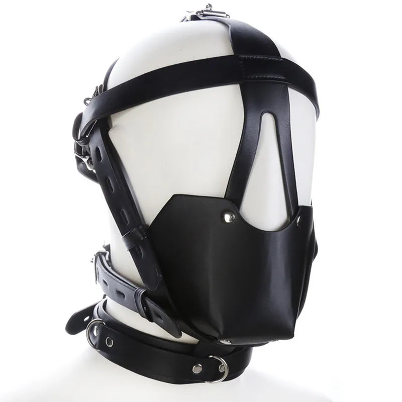 PU Leather Head Harness Mouth Mask With Ball Mouth Gag Fetish Salve BDSM Bondage Restraint Adult Games Sex Toys For Couples