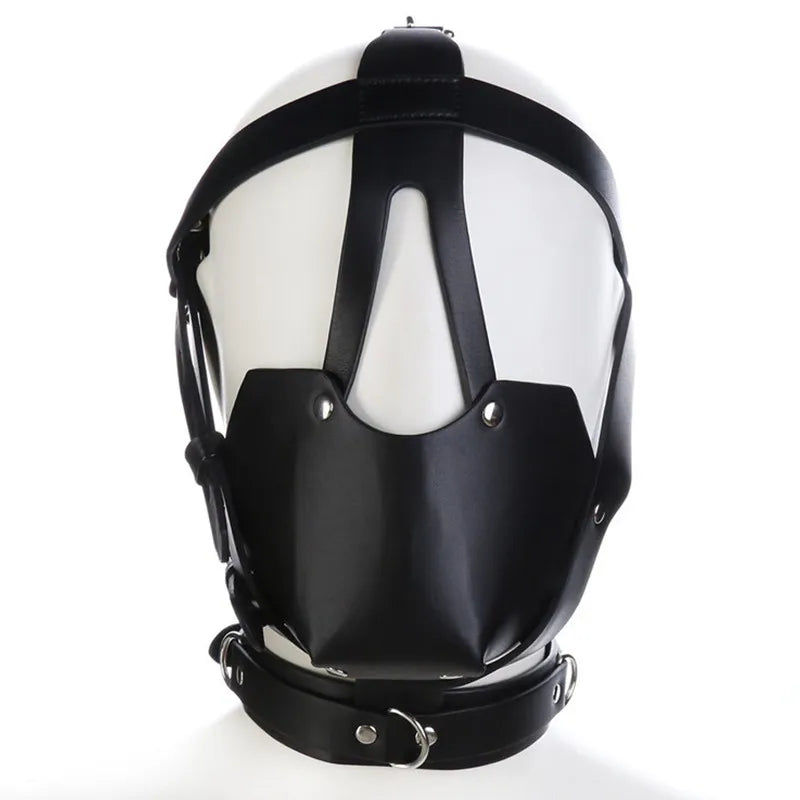 PU Leather Head Harness Mouth Mask With Ball Mouth Gag Fetish Salve BDSM Bondage Restraint Adult Games Sex Toys For Couples