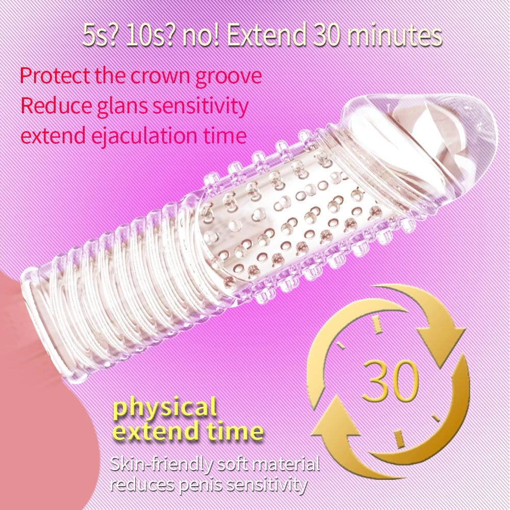 Adult Sex Toy Penis Vibrating Condoms Enlargement Men Reusable Cock Condom vibrator Full Cover Penis Sleeve Sex Toys for Couples