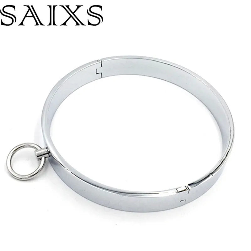 Dia 14cm Metal Neck Sex Collar Adult BDSM Slave Role Play metal Collar For Men Sex Games Couple Sex Bandage Drop shipping