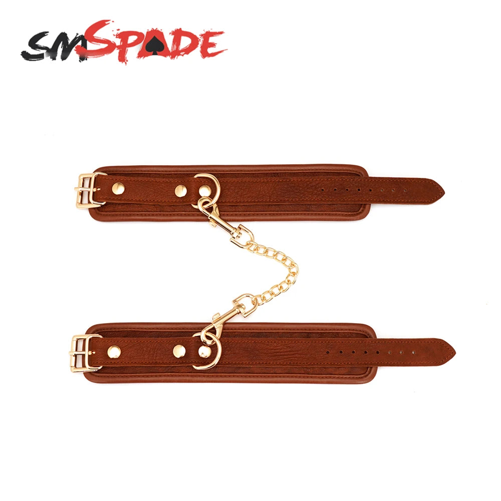 SMSPADE Leather Handcuffs BDSM Bondage Fetish Slave Sex Toys For Couples Wrist Cuffs Restraints Kit Erotic Adult Games Sex Shop