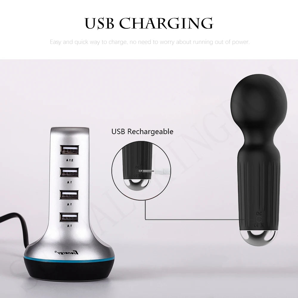 Strong Motors Vibrators Mini AV Wand 20 Modes Sticks Small Portable G-spot Clitoral Stimulator Female Masturbator Adult Sex Toys