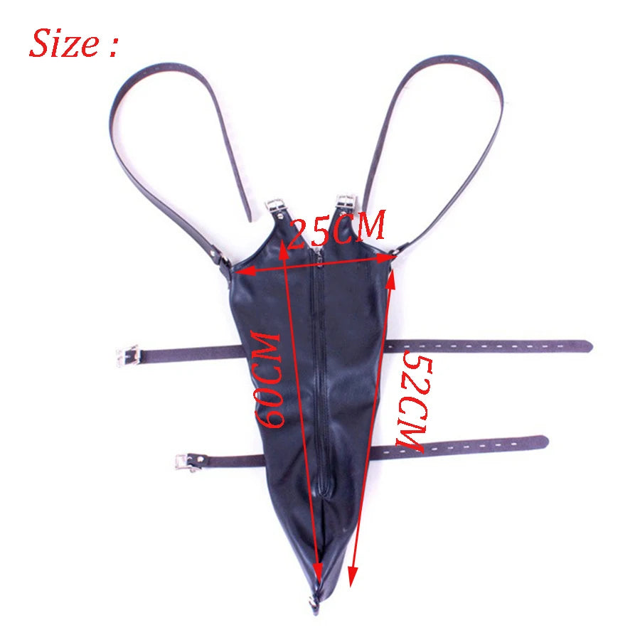BDSM Bondage Leg/Arm Binder,Behind Back Straight Jacket,SM Leather Armbinder Restraint Slave Lockable Glove With Shoulder Straps