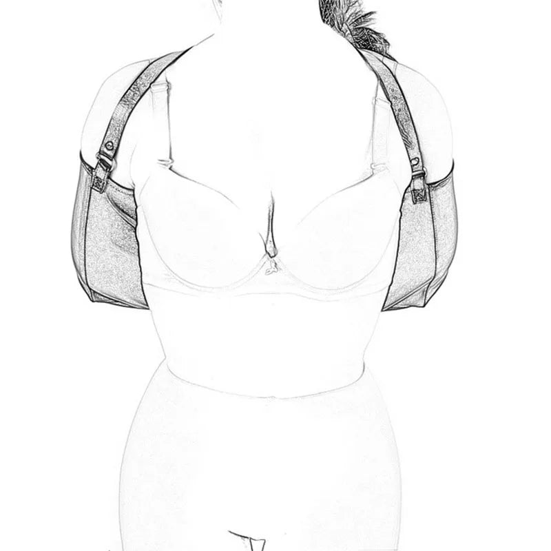 BDSM Bondage Leg/Arm Binder,Behind Back Straight Jacket,SM Leather Armbinder Restraint Slave Lockable Glove With Shoulder Straps