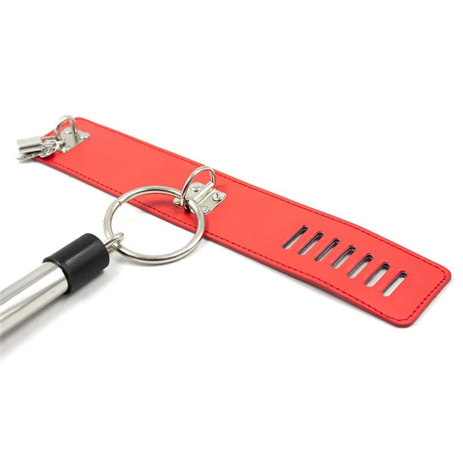 BDSM Bondage Adjustable Handcuffs Ankle with Stainless Steel Open Legs Pu Leather Set Silicone Mouth Gags for Couple Sex Games