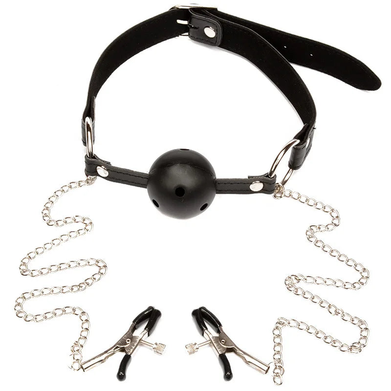 Bdsm Bondage Choker Collar with Nipple Clamp Breast Clip Chain Fetish Slaves Flirt Adult Games Erotic Tools Sex Toys for Couples